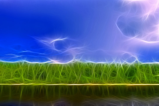 電腦畫 河景