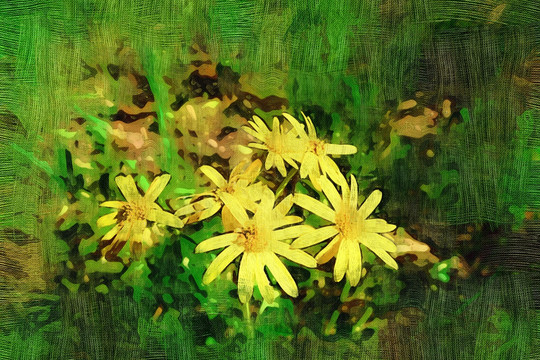 電腦油畫 山花