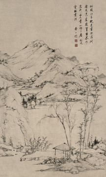 查士標(biāo) 青山卞居軸