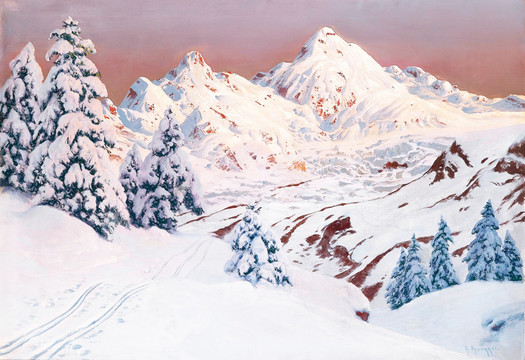 雪山風(fēng)景油畫(huà)