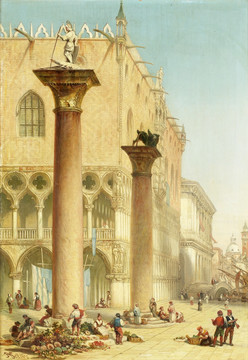 欧式古典建筑油画