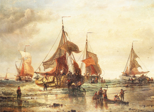 大海帆船冒险探险风景油画