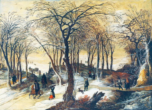 森林雪地風(fēng)景油畫(huà)
