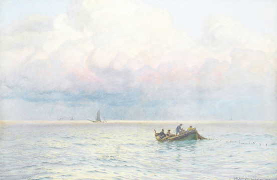 大海木船風(fēng)景油畫