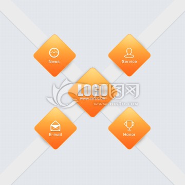 橘紅色扁平導(dǎo)航按鈕PSD素材