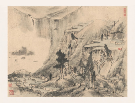 朱耷國畫 國畫山水（合層）