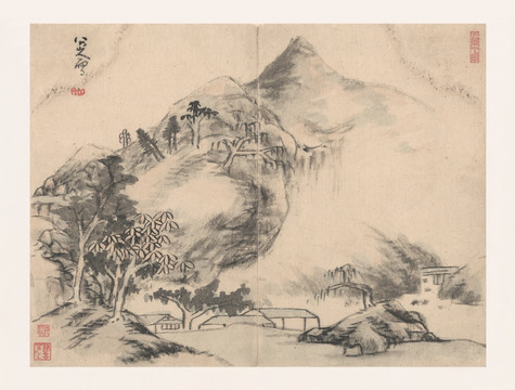 朱耷國(guó)畫(huà) 國(guó)畫(huà)山水（合層）
