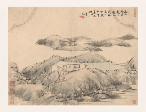 朱耷国画 国画山水（合层）