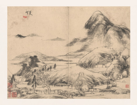朱耷國(guó)畫 國(guó)畫山水（合層）