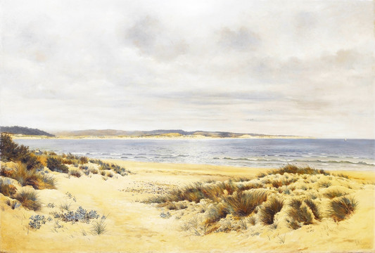 海滩欧式复古风景油画