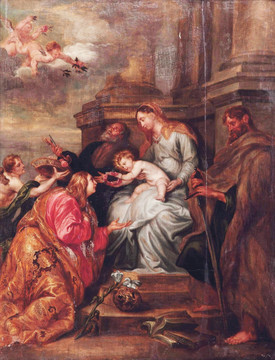 圣母耶稣欧式古典宫廷人物油画