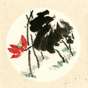 水墨荷花圖
