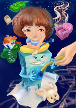 可愛(ài)兒童插畫(huà)