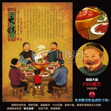 重庆火锅画 古代人物 饮食文化