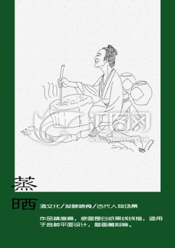 古代人物線描