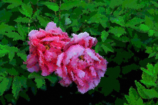 牡丹花油畫