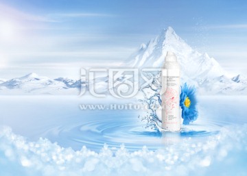 化妆品 合成海报 雪山喷雾