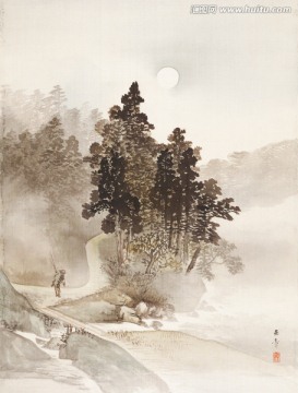 日本山水風(fēng)景畫 畫廊品質(zhì)