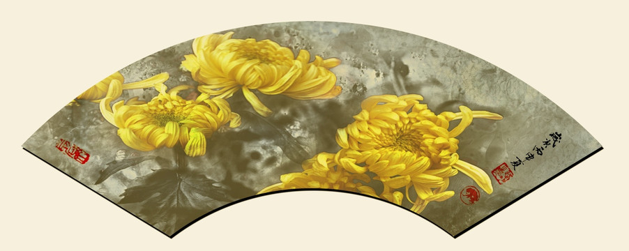 菊花 扇面畫