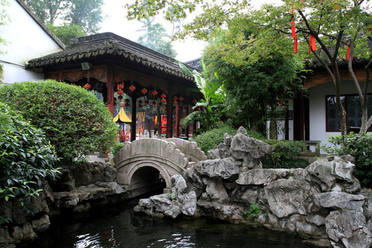 寒山寺 石桥 假山