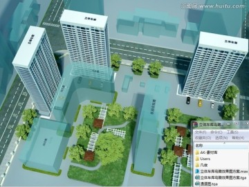 立体车库鸟瞰效果图3d模型