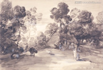 古老的風景素描手稿