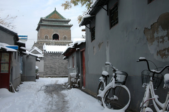 北京钟楼雪景