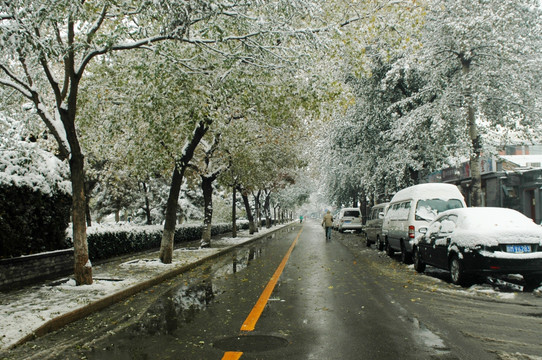 北京街头雪景