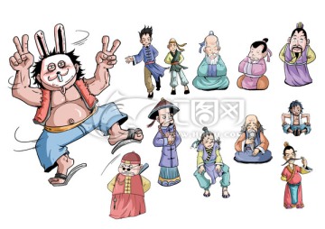 古代卡通人物分層圖