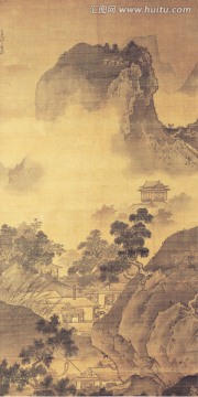 山水风景画屏条 日本大师作品