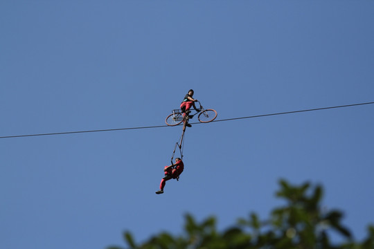 高空自行车特技