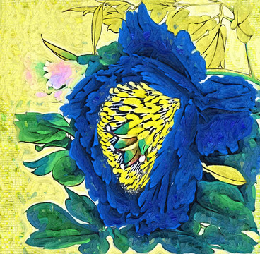 牡丹花卉油畫抽象