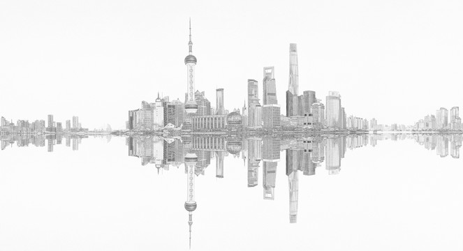 上海風(fēng)光全景線描   合層
