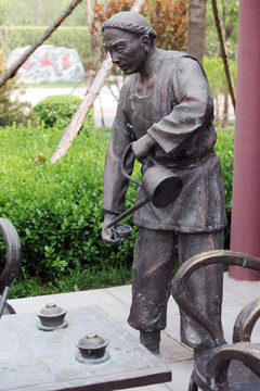 茶馆 茶客 雕塑