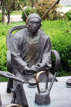 茶馆 茶客 雕塑