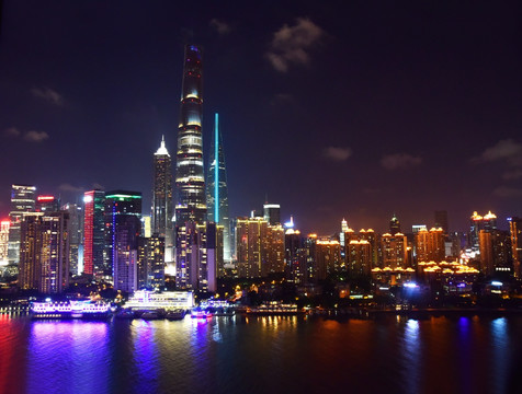 上海陆家嘴金融中心建筑群夜景