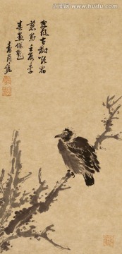 明 袁尚統(tǒng) 古樹(shù)棲鳥(niǎo)圖軸