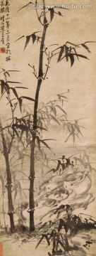 清 李方膺 拳石晴梢圖軸
