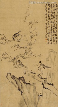 清 李鱓 喜上梅梢圖軸