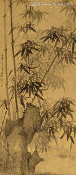 清 羅聘 竹石圖軸