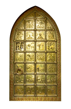 金色雕花铜门