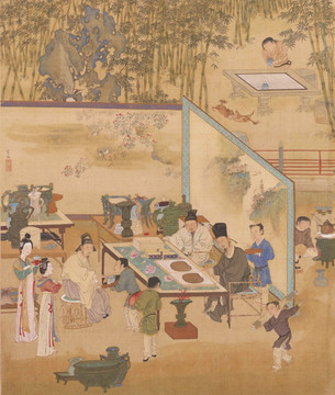 傳世國畫 竹院品古