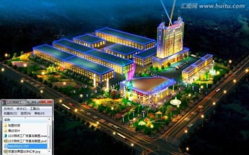 LED照明工廠(chǎng)夜景鳥(niǎo)瞰圖模型