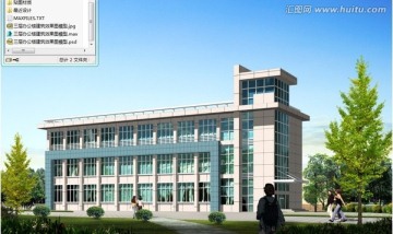 三層辦公樓建筑效果圖模型