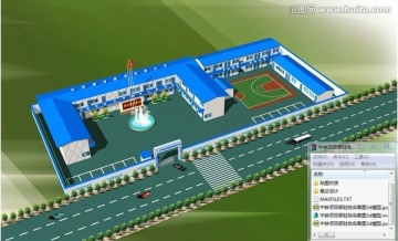 中铁项目部驻地鸟瞰图3d模型