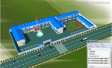 中鐵項目部駐地鳥瞰圖3d模型