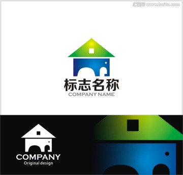大象logo 房屋logo