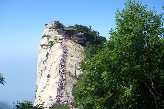 华山 山脊 游客 步道 险峻