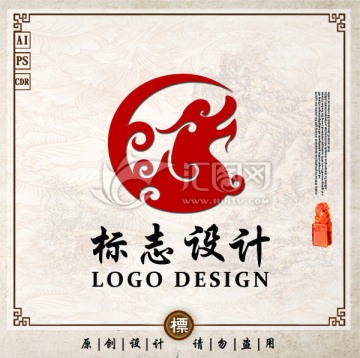 龙logo 标志 龙