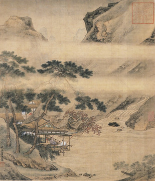臨溪水閣圖 明代 仇英